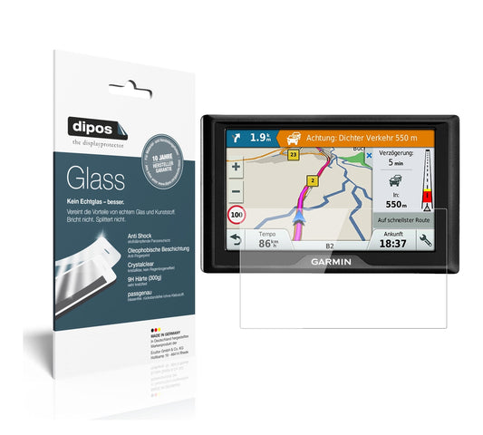 Klare Displayschutzfolie von dipos passend für Garmin Drive 5 MT-S EU, 9H kratzfest und blasenfrei montiert