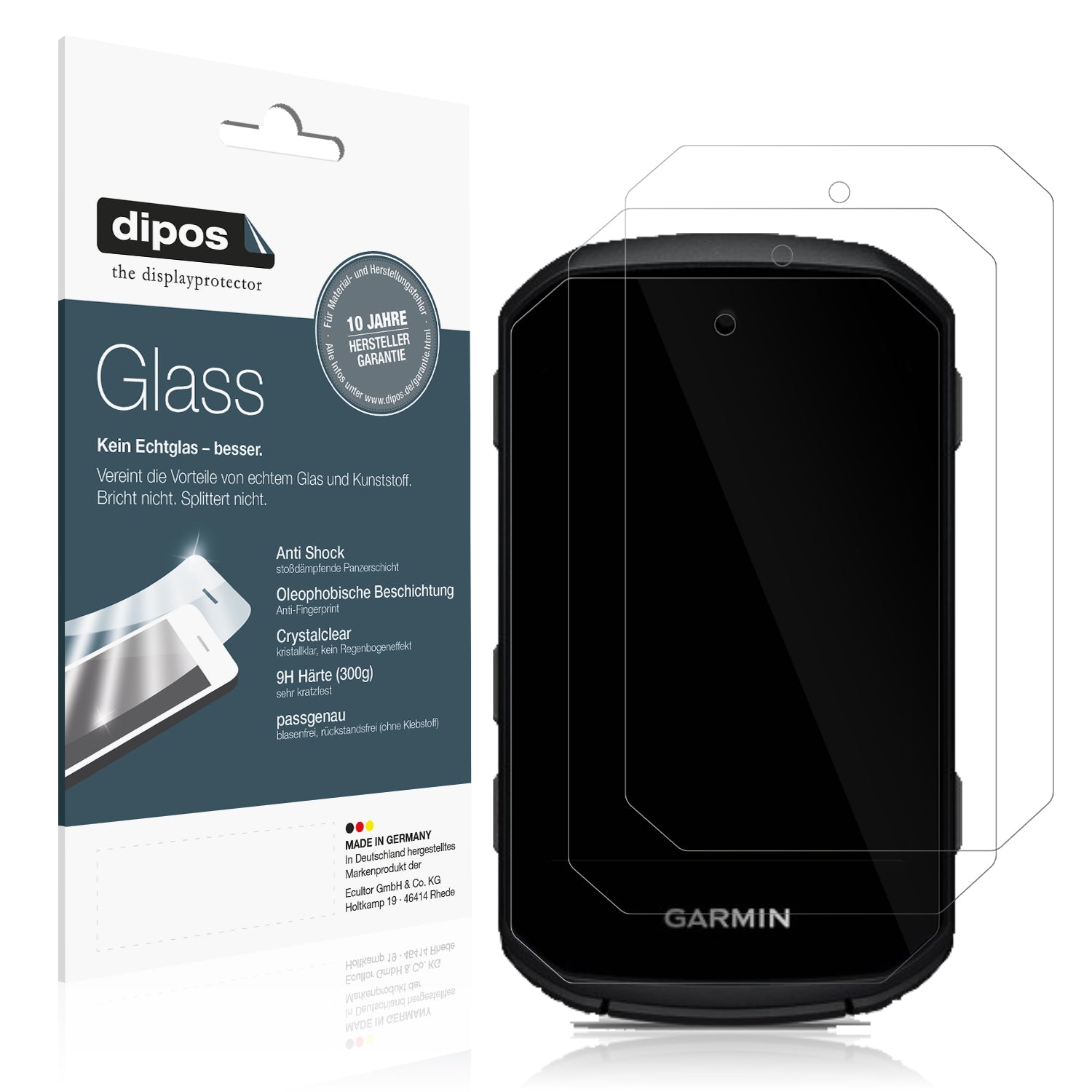 Klare Displayschutzfolie von dipos passend für Garmin Edge 550, 9H kratzfest und blasenfrei montiert