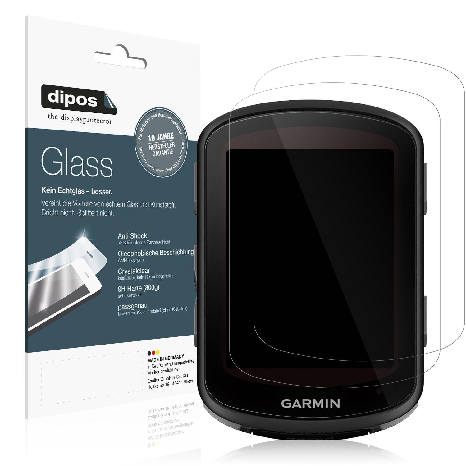 Klare Displayschutzfolie von dipos passend für Garmin Edge 540 Solar, 9H kratzfest und blasenfrei montiert
