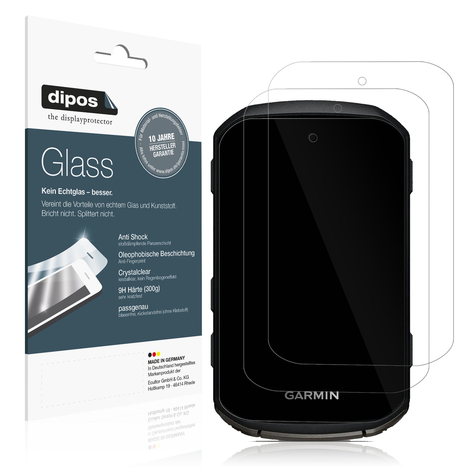 Klare Displayschutzfolie von dipos passend für Garmin Edge 850, 9H kratzfest und blasenfrei montiert
