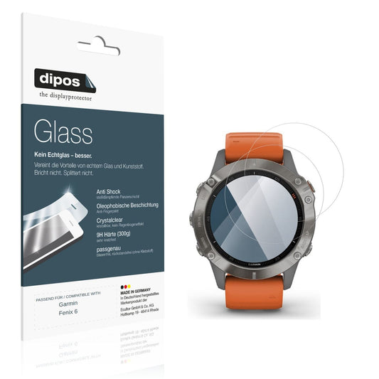 Klare Displayschutzfolie von dipos passend für Garmin Fenix 6, 9H kratzfest und blasenfrei montiert