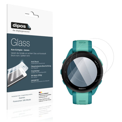 Klare Displayschutzfolie von dipos passend für Garmin Forerunner 165 Music, 9H kratzfest und blasenfrei montiert