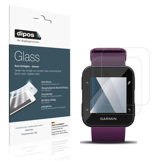 Klare Displayschutzfolie von dipos passend für Garmin Forerunner 30, 9H kratzfest und blasenfrei montiert