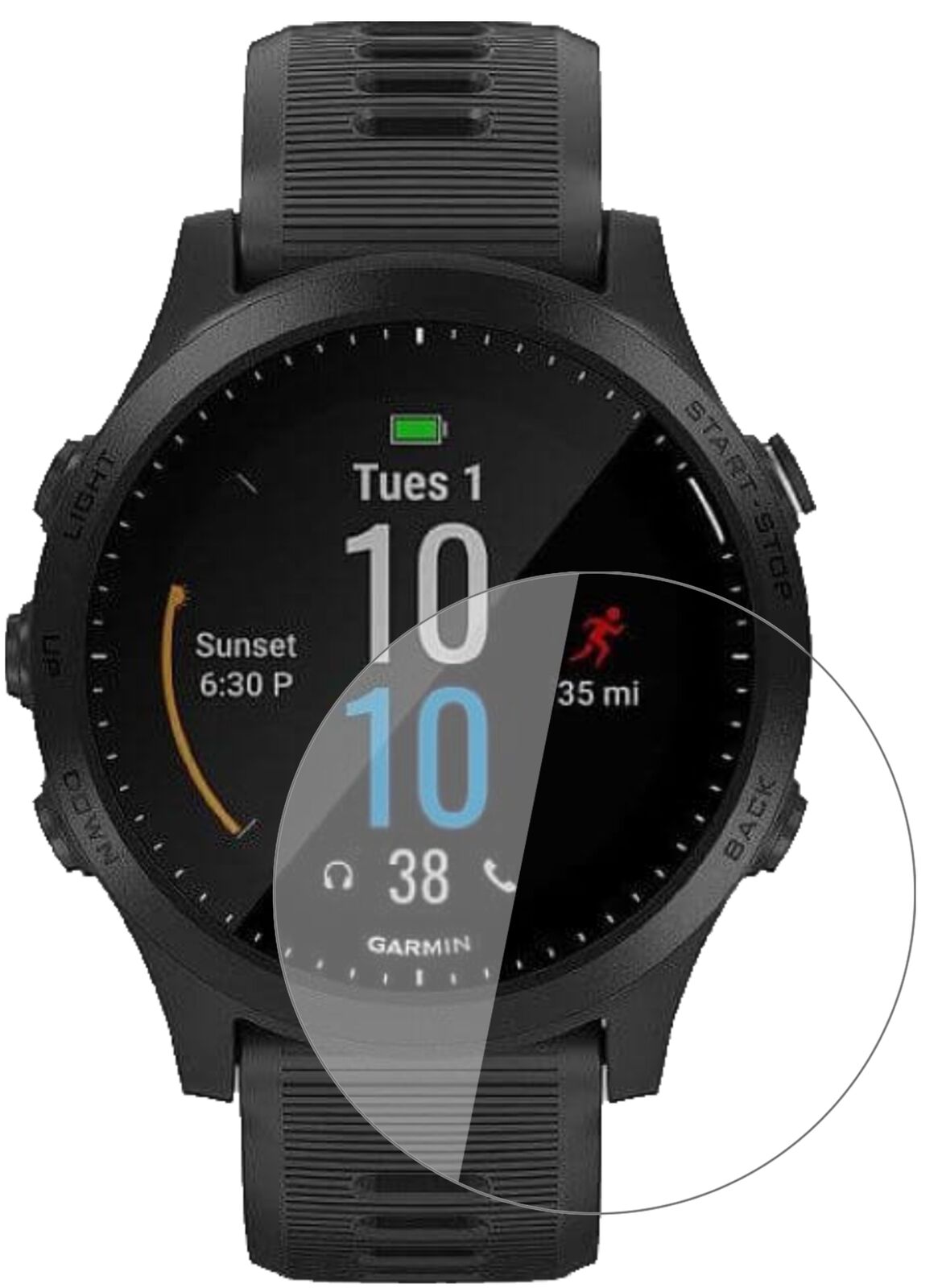 Klare Displayschutzfolie von dipos passend für Garmin Forerunner 945, 9H kratzfest und blasenfrei montiert