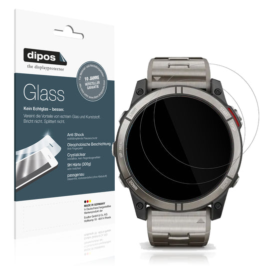 Klare Displayschutzfolie von dipos passend für Garmin quatix 7X, 9H kratzfest und blasenfrei montiert