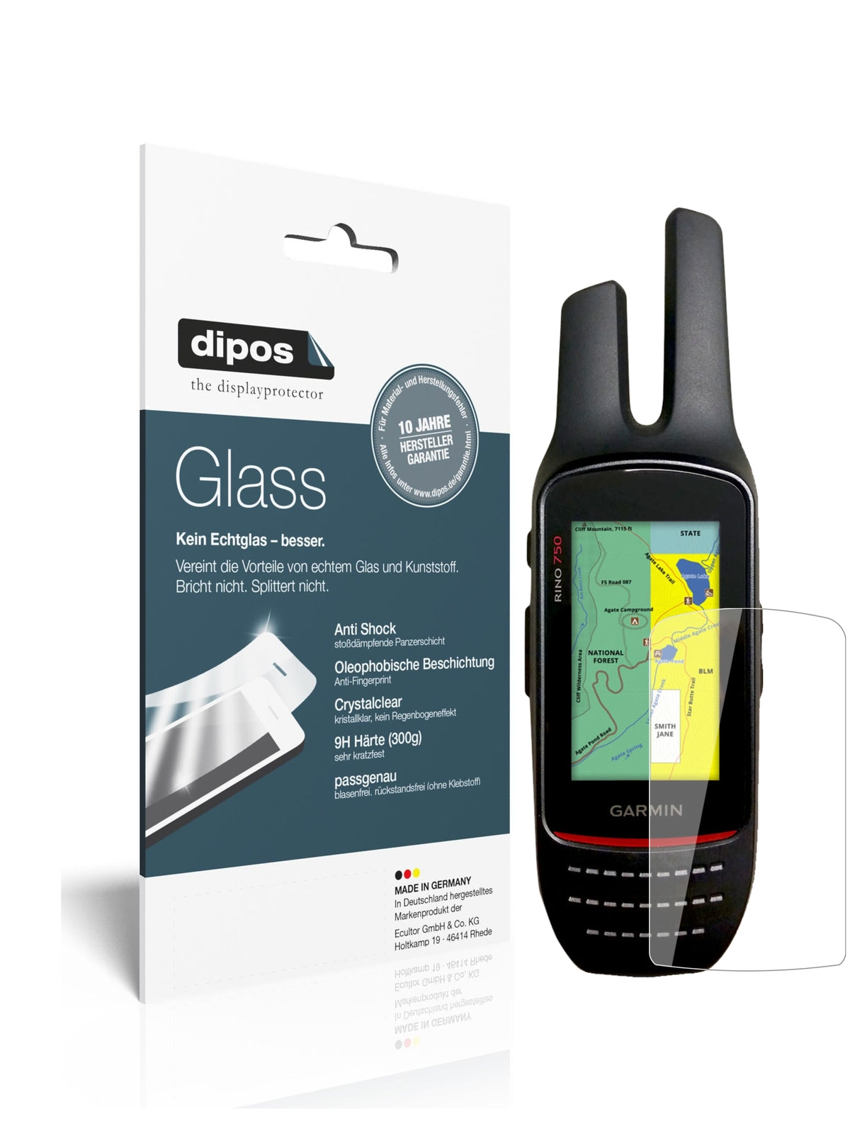 Klare Displayschutzfolie von dipos passend für Garmin Rino 755t, 9H kratzfest und blasenfrei montiert