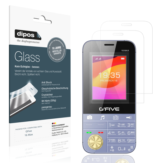 Klare Displayschutzfolie von dipos passend für GFive 16 Max, 9H kratzfest und blasenfrei montiert
