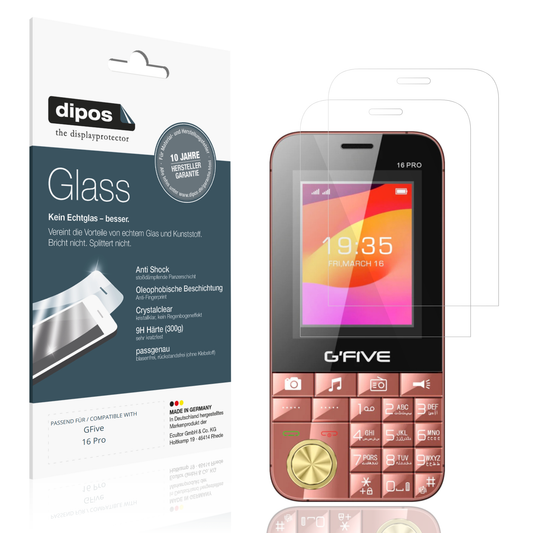 Klare Displayschutzfolie von dipos passend für GFive 16 Pro, 9H kratzfest und blasenfrei montiert