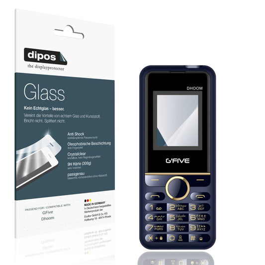 Klare Displayschutzfolie von dipos passend für GFive Dhoom, 9H kratzfest und blasenfrei montiert