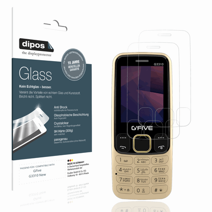 Klare Displayschutzfolie von dipos passend für GFive G3310 New, 9H kratzfest und blasenfrei montiert