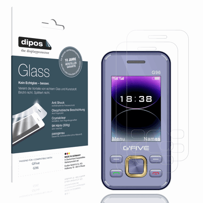 Klare Displayschutzfolie von dipos passend für GFive G96, 9H kratzfest und blasenfrei montiert