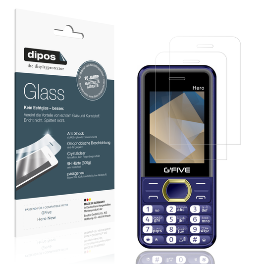 Klare Displayschutzfolie von dipos passend für GFive Hero New, 9H kratzfest und blasenfrei montiert