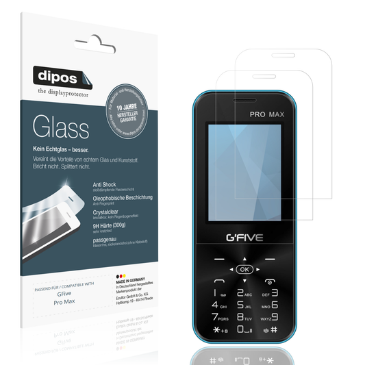 Klare Displayschutzfolie von dipos passend für GFive Pro Max, 9H kratzfest und blasenfrei montiert