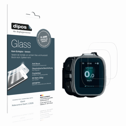 Klare Displayschutzfolie von dipos passend für Giant Ridecontrol Dash 2 2026, 9H kratzfest und blasenfrei montiert