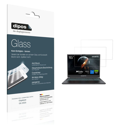 Klare Displayschutzfolie von dipos passend für Gigabyte G6 2023, 9H kratzfest und blasenfrei montiert