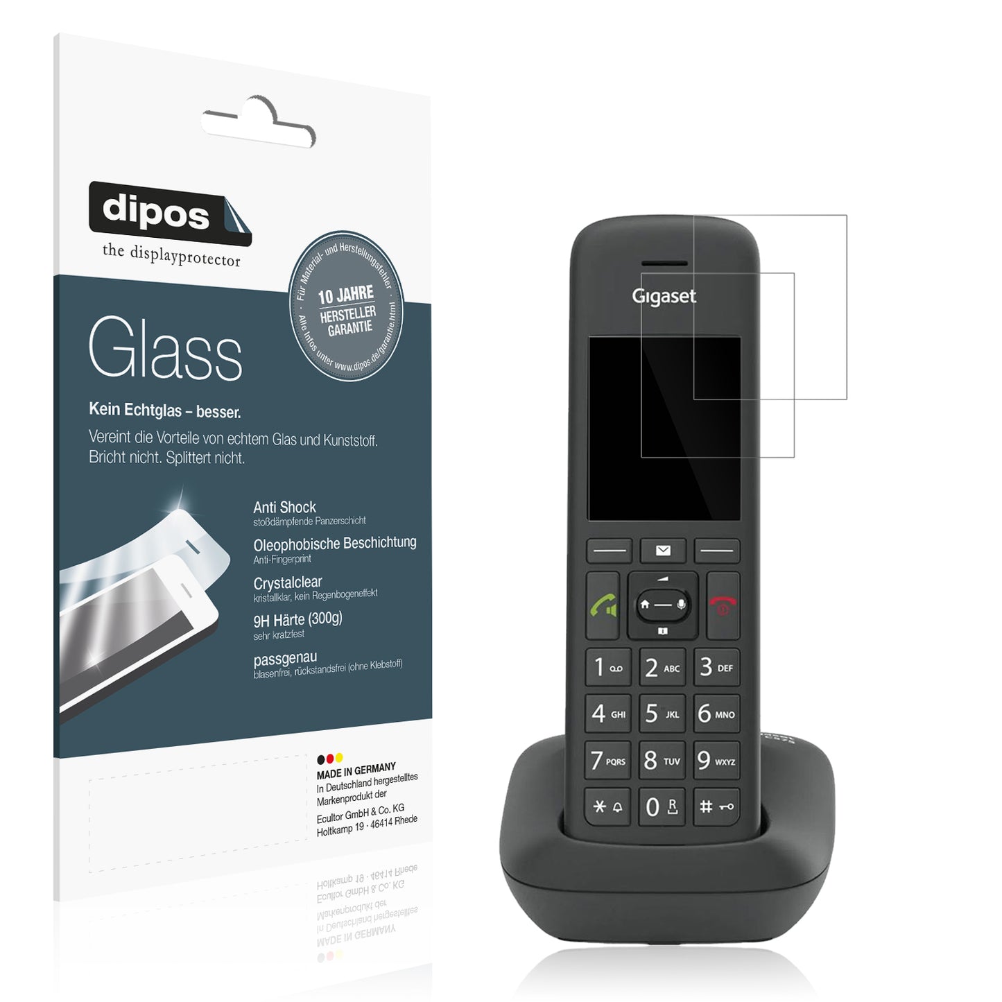 Klare Displayschutzfolie von dipos passend für Gigaset C575HX, 9H kratzfest und blasenfrei montiert