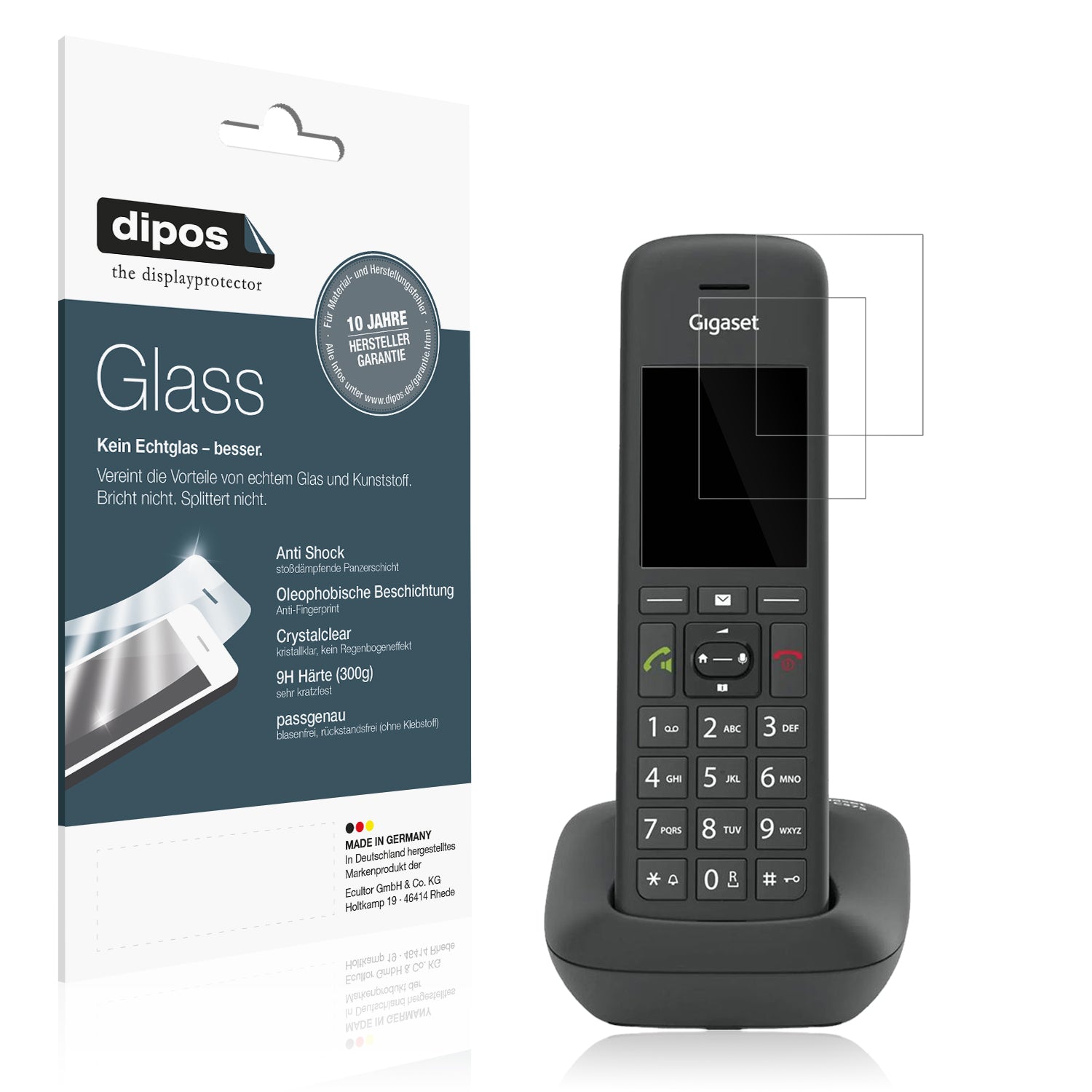 Klare Displayschutzfolie von dipos passend für Gigaset C575HX, 9H kratzfest und blasenfrei montiert