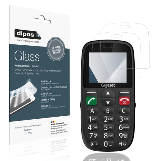 Klare Displayschutzfolie von dipos passend für Gigaset GL395, 9H kratzfest und blasenfrei montiert