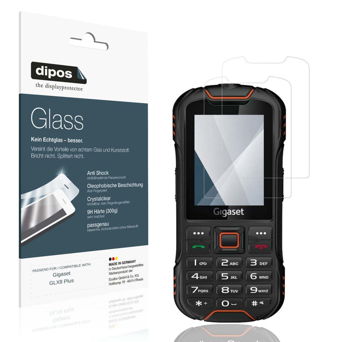 Klare Displayschutzfolie von dipos passend für Gigaset GLX8 Plus, 9H kratzfest und blasenfrei montiert