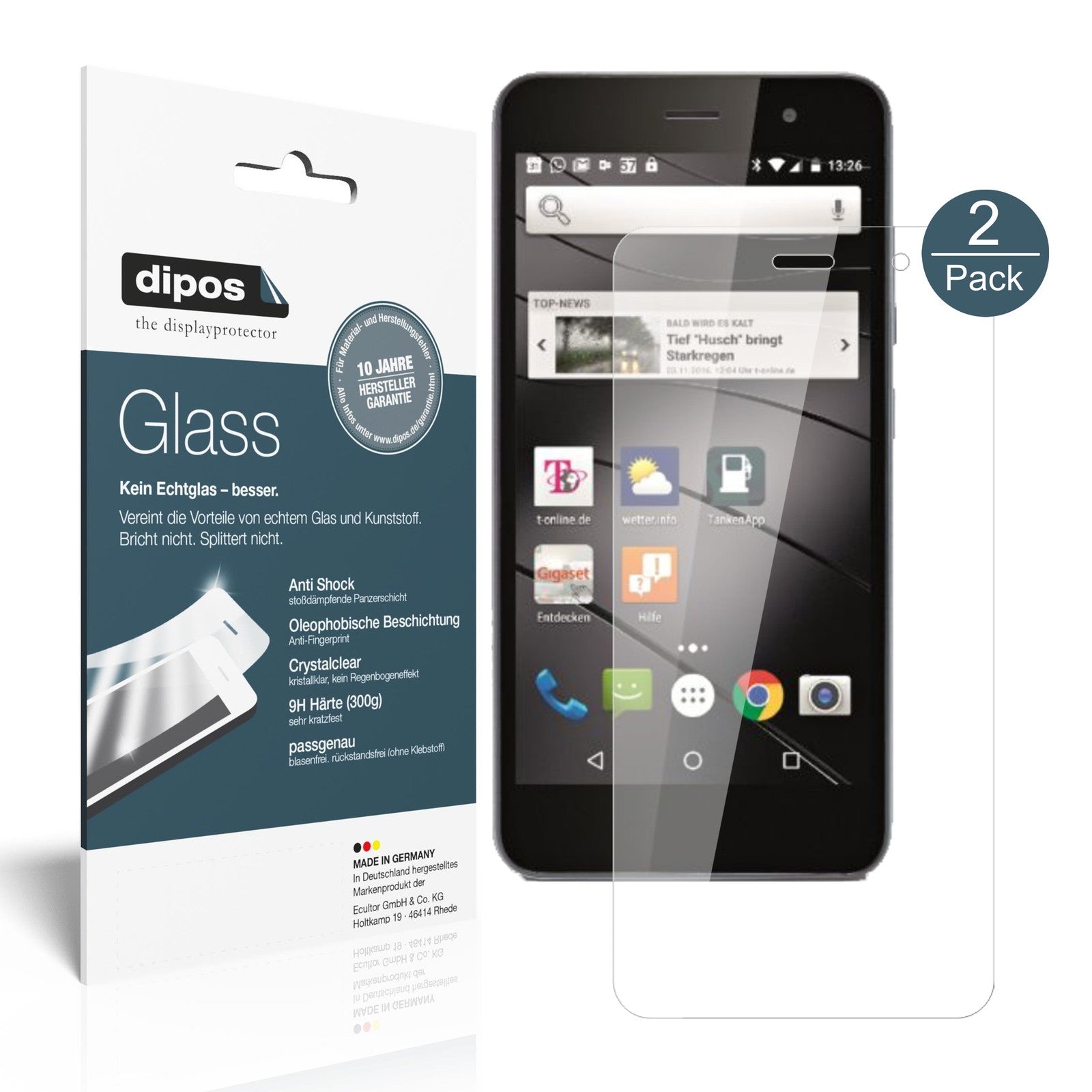 Klare Displayschutzfolie von dipos passend für Gigaset GS160, 9H kratzfest und blasenfrei montiert