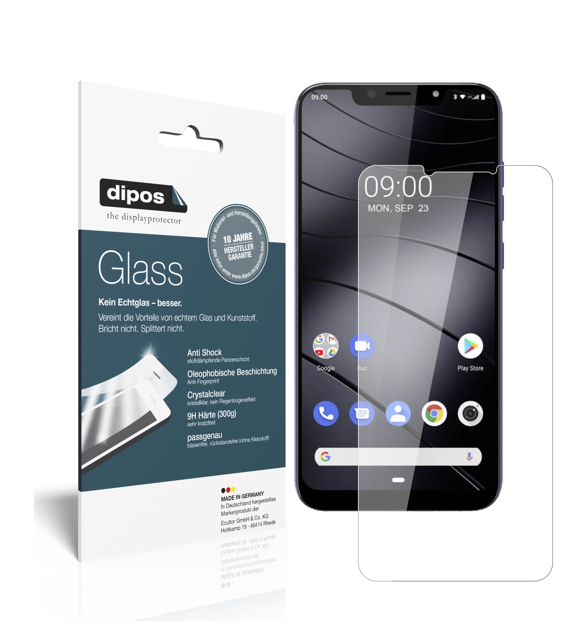 Klare Displayschutzfolie von dipos passend für Gigaset GS195, 9H kratzfest und blasenfrei montiert