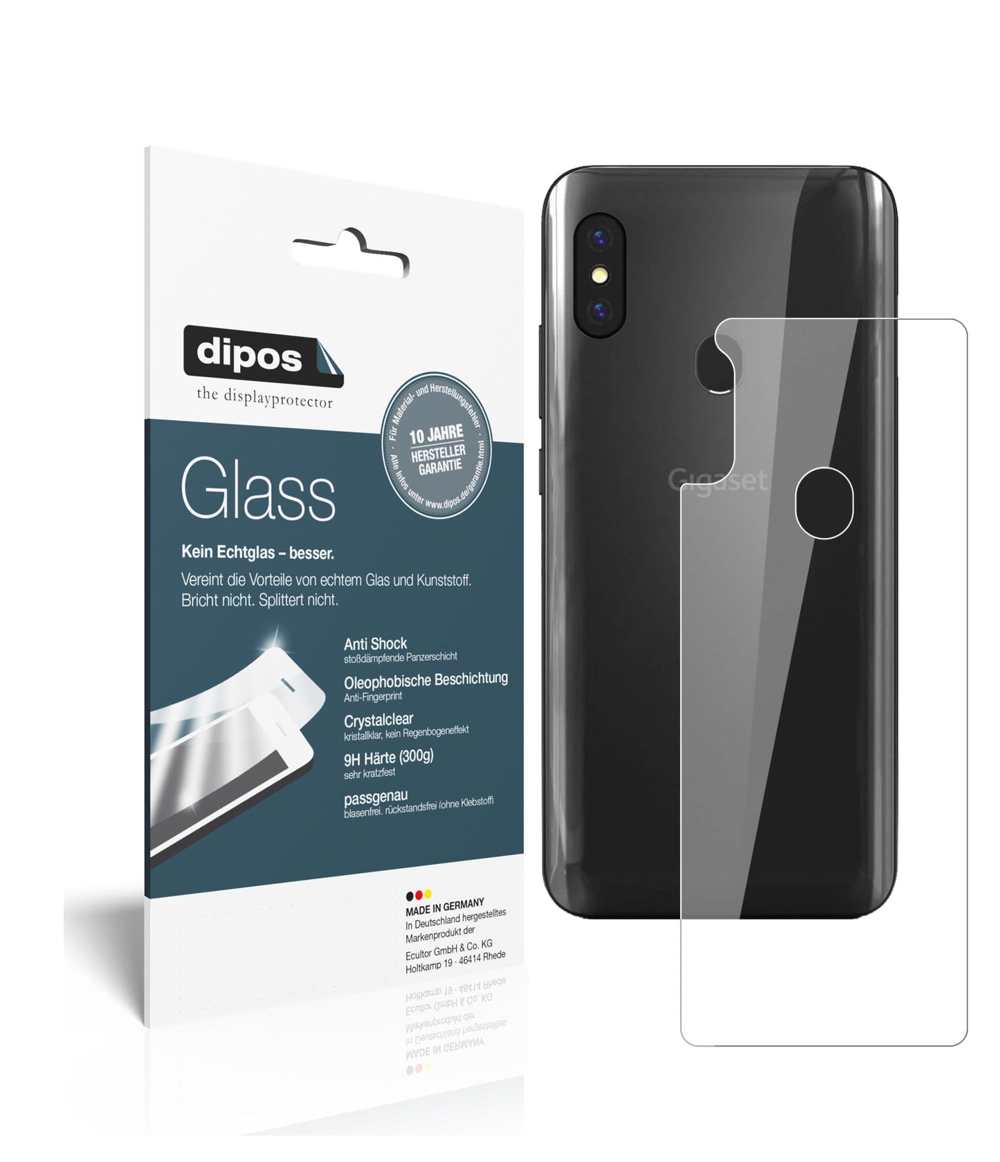 Klare Displayschutzfolie von dipos passend für Gigaset GS290 Rückseite, 9H kratzfest und blasenfrei montiert