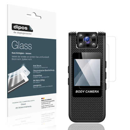 Klare Displayschutzfolie von dipos passend für Glewi 4K Action-Kamera, 9H kratzfest und blasenfrei montiert