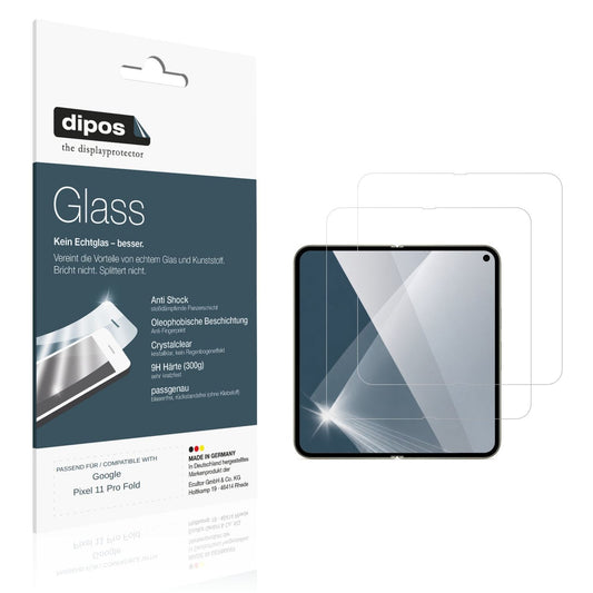 Klare Displayschutzfolie von dipos passend für Google Pixel 11 Pro Fold Aussenseite, 9H kratzfest und blasenfrei montiert