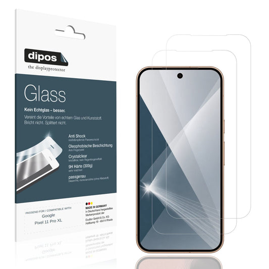 Klare Displayschutzfolie von dipos passend für Google Pixel 11 Pro XL, 9H kratzfest und blasenfrei montiert