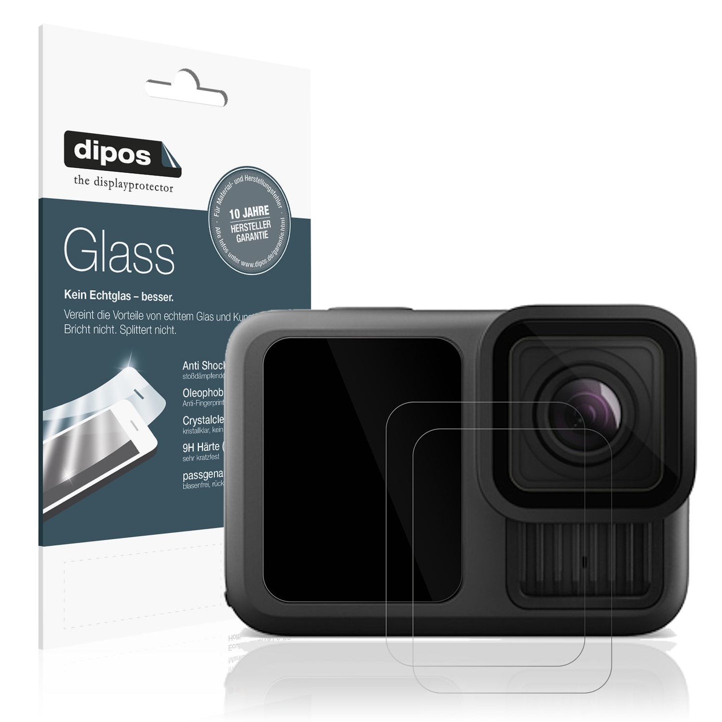 Klare Displayschutzfolie von dipos passend für GoPro Hero 13, 9H kratzfest und blasenfrei montiert