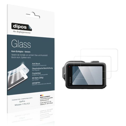 Klare Displayschutzfolie von dipos passend für GoPro Mission 1 Pro ILS, 9H kratzfest und blasenfrei montiert