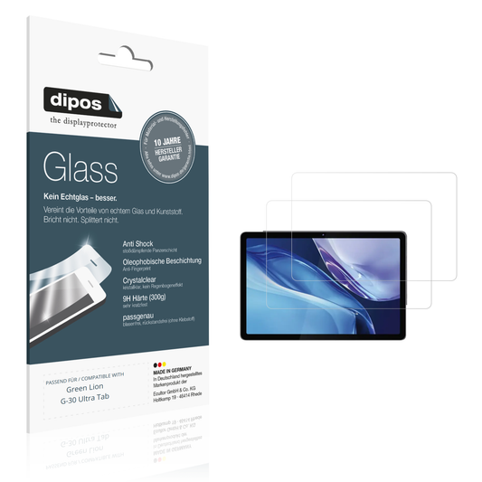 Klare Displayschutzfolie von dipos passend für Green Lion G-30 Ultra Tab, 9H kratzfest und blasenfrei montiert