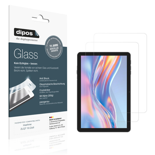 Klare Displayschutzfolie von dipos passend für Haehne ZLQ7 10 Zoll, 9H kratzfest und blasenfrei montiert