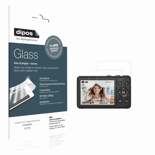 Klare Displayschutzfolie von dipos passend für HAMBEA DC78, 9H kratzfest und blasenfrei montiert
