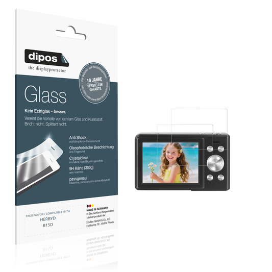 Klare Displayschutzfolie von dipos passend für HERBYD B15D, 9H kratzfest und blasenfrei montiert