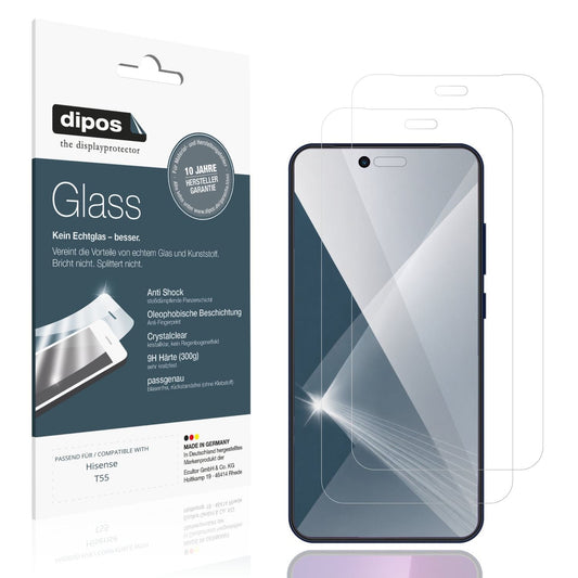 Klare Displayschutzfolie von dipos passend für Hisense T55, 9H kratzfest und blasenfrei montiert