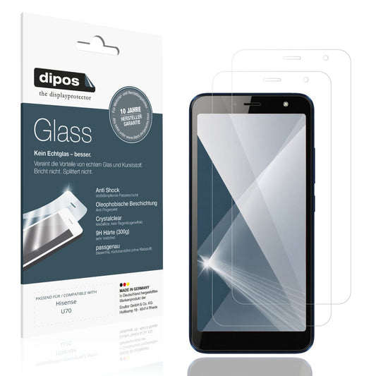 Klare Displayschutzfolie von dipos passend für Hisense U70, 9H kratzfest und blasenfrei montiert