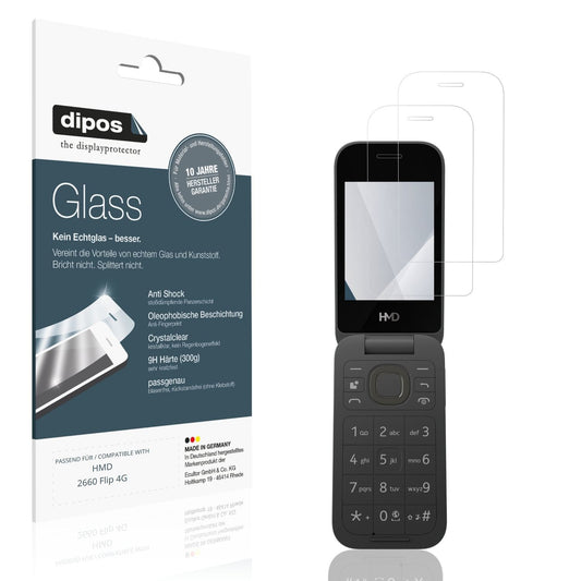 Klare Displayschutzfolie von dipos passend für HMD 2660 Flip 4G, 9H kratzfest und blasenfrei montiert