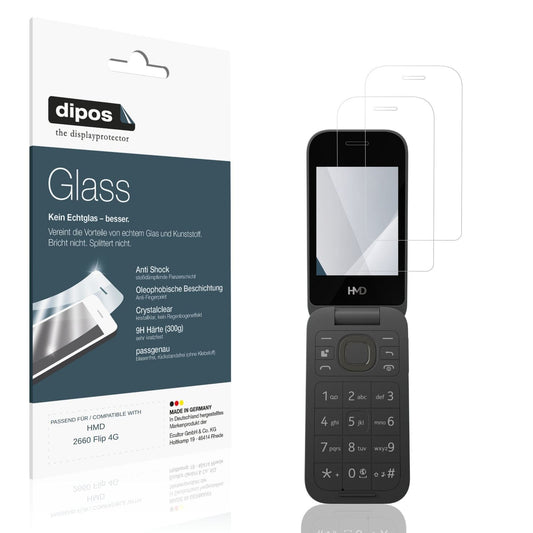Klare Displayschutzfolie von dipos passend für HMD 2660 Flip 4G, 9H kratzfest und blasenfrei montiert