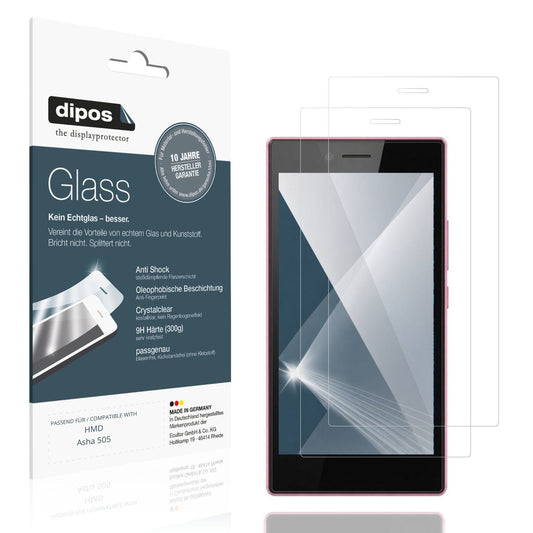 Klare Displayschutzfolie von dipos passend für HMD Asha 505, 9H kratzfest und blasenfrei montiert