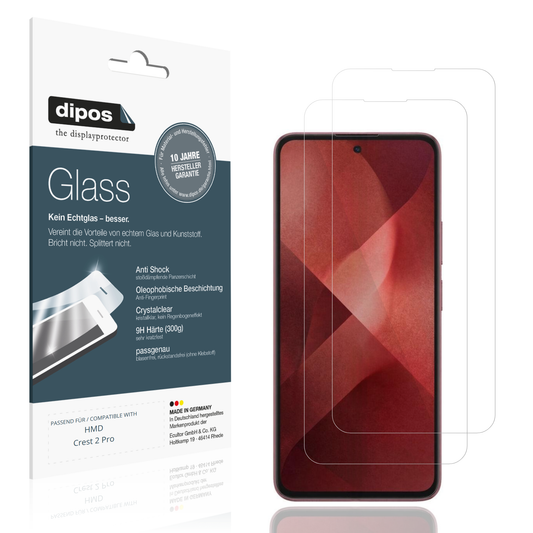 Klare Displayschutzfolie von dipos passend für HMD Crest 2 Pro, 9H kratzfest und blasenfrei montiert