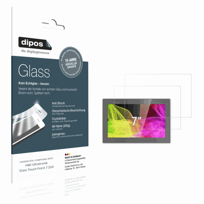 Klare Displayschutzfolie von dipos passend für HMI Ultratronik Glass Touch Front 7 Zoll, 9H kratzfest und blasenfrei montiert