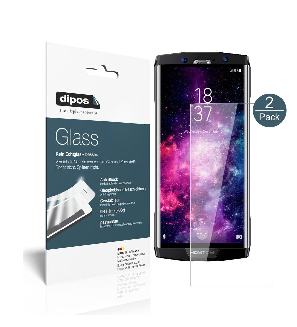 Klare Displayschutzfolie von dipos passend für Homtom HT70, 9H kratzfest und blasenfrei montiert