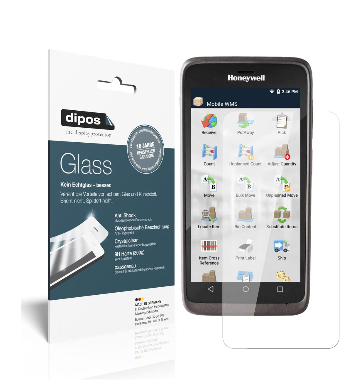 Klare Displayschutzfolie von dipos passend für Honeywell EDA51, 9H kratzfest und blasenfrei montiert