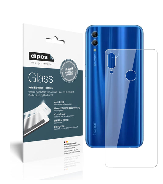 Klare Displayschutzfolie von dipos passend für Honor 10i Rückseite, 9H kratzfest und blasenfrei montiert