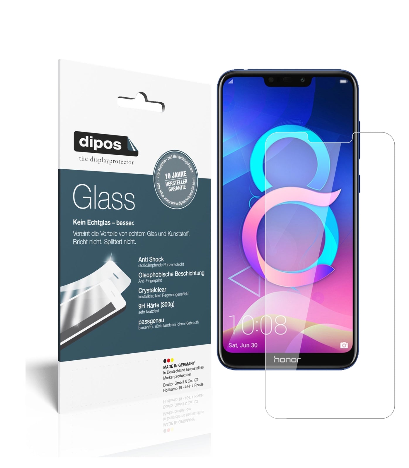 Klare Displayschutzfolie von dipos passend für Honor 8C, 9H kratzfest und blasenfrei montiert