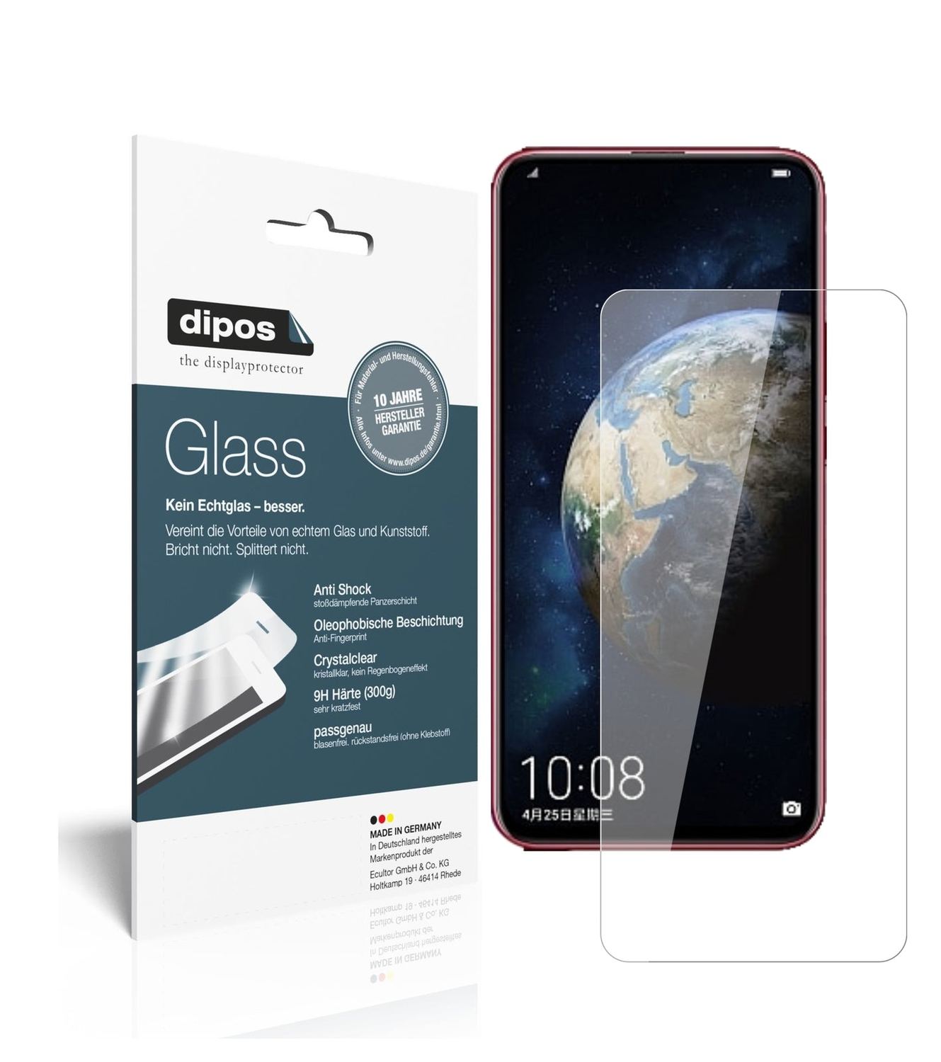 Klare Displayschutzfolie von dipos passend für Honor Magic 2, 9H kratzfest und blasenfrei montiert