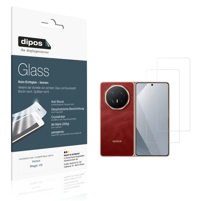 Klare Displayschutzfolie von dipos passend für Honor Magic V6 Aussenseite, 9H kratzfest und blasenfrei montiert