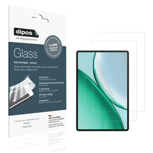 Klare Displayschutzfolie von dipos passend für Honor Pad X10, 9H kratzfest und blasenfrei montiert