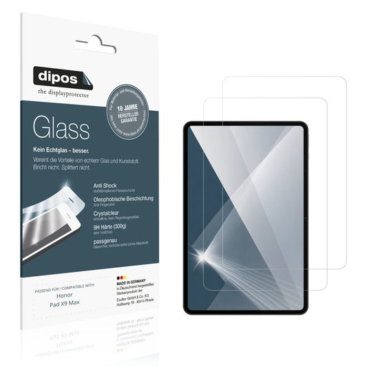 Klare Displayschutzfolie von dipos passend für Honor Pad X9 Max, 9H kratzfest und blasenfrei montiert